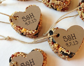 100 Bird Seed Heart Shaped Favor MINI- Wedding and Events - Personalized bird seed favor - weddings - parties