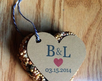 50 Bird Seed Heart Shaped Favors Wedding and Baby showers - Personalized bird seed favors