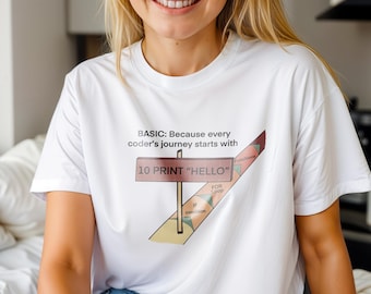 Funny Programmer T-Shirt, Retro BASIC Code, Computer Science Gift