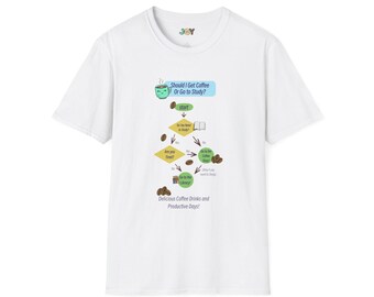 Funny Coffee Flowchart T-Shirt, Student Caffeine Humor