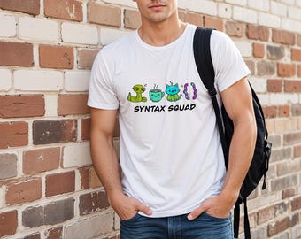 Syntax Squad Programmer T-Shirt, Coding Cat & Python Tee