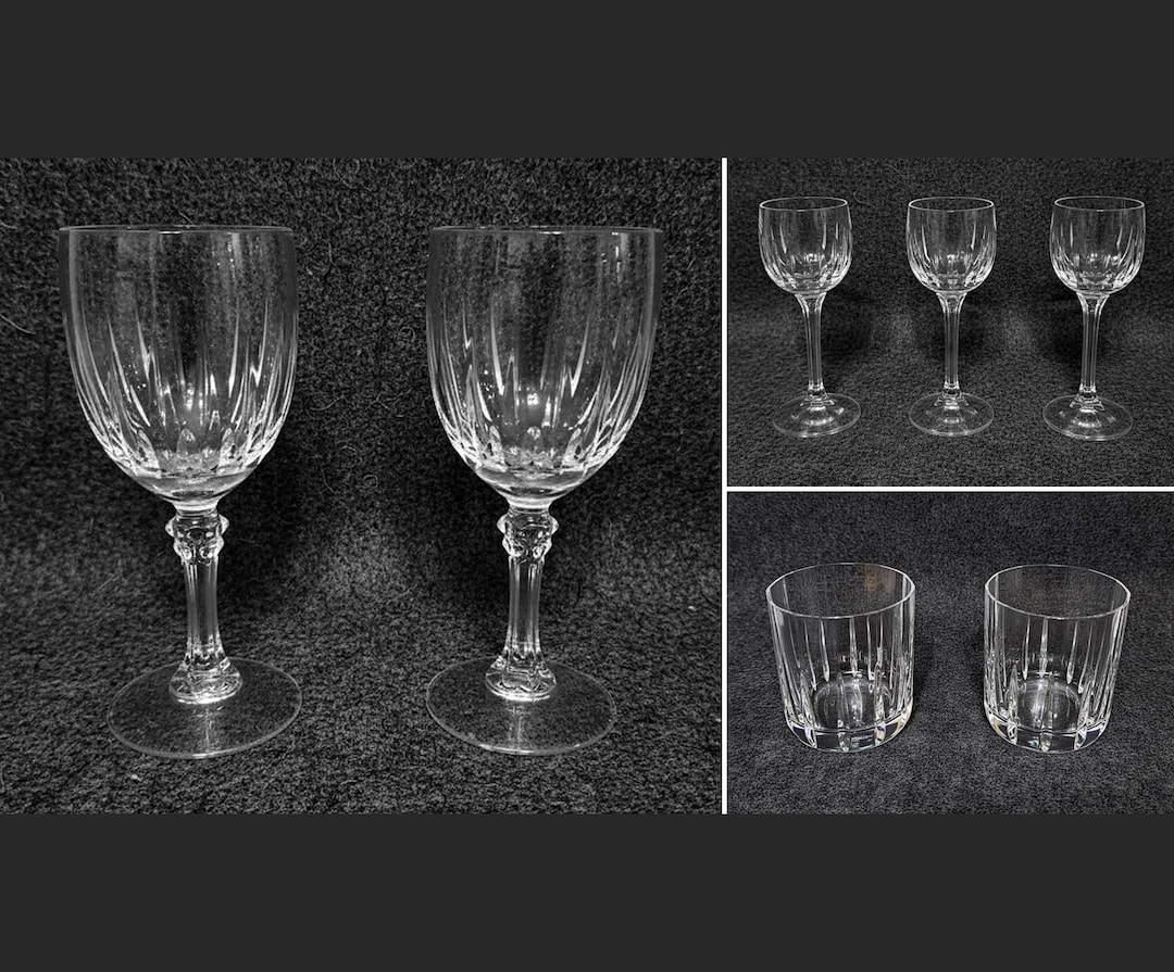 Vintage Bohemian Cut Crystal Glassware | European Panel Cut Wine ...