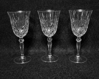 Juego de 3 copas altas de cristal italiano para vino, cristalería toscana tallada a mano, copas de cristal sin plomo, vajilla de lujo.