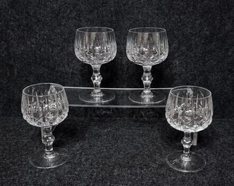 Vintage Imperial Crystal Clara Sherry Glass with Cross and Olive Cut Pattern, Set of 4 Bohemian Crystal wine glasses, Replacement Glass
