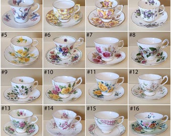 Vintage Bone China Tea Cups, Floral Tea Cup and Saucer, Collectible Teacups, English High Tea Teacup