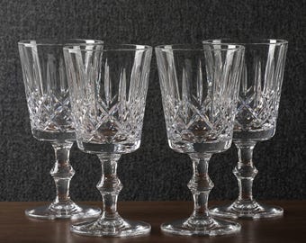 Vintage Imperial Glass Clara Cross und Olive Crystal Weingläser 4er Set | Handgeschliffene Wasserkelche | Elegante Kristallglas Waren