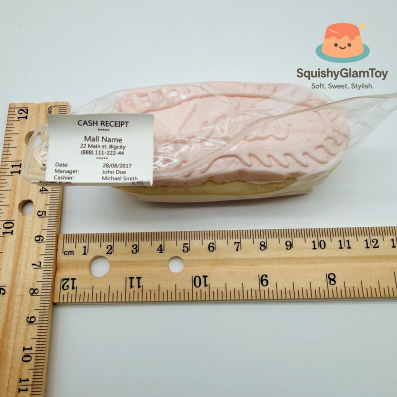 Squishy Ruler Jumbo Pink Custard Cream Biscuit Squishy | Slow Rising Kawaii Wafer ...