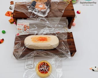 3pcs Dessert Squishy Set | Cake Slice + Bun + Mini Donut | Realistic Sweet Squishy | Slow Rising Stress Relief Toy | Cute Gift