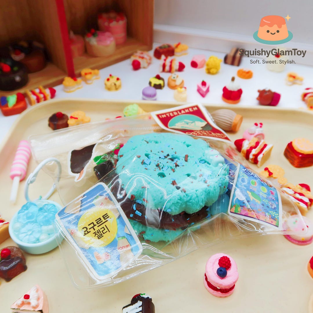 Blue Raspberry Squishee Blueberry Chocolate Cookie Squishy Set Soft • Sweet • Stress-relieving ...
