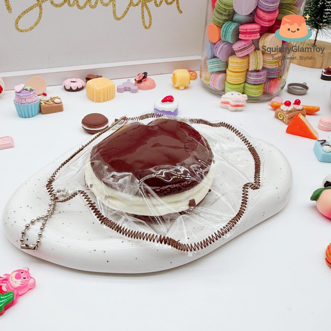 Chocolate Cake Squishy Keychain | Dessert Stress Relief Charm - Etsy