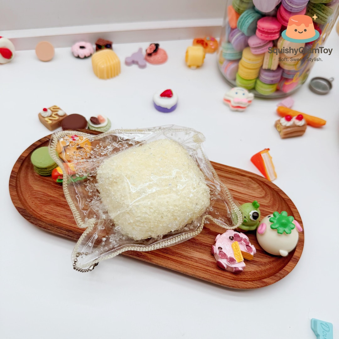 Handmade Crystal Rice Mochi Squishy Keychain | Stress Relief Toy - Etsy