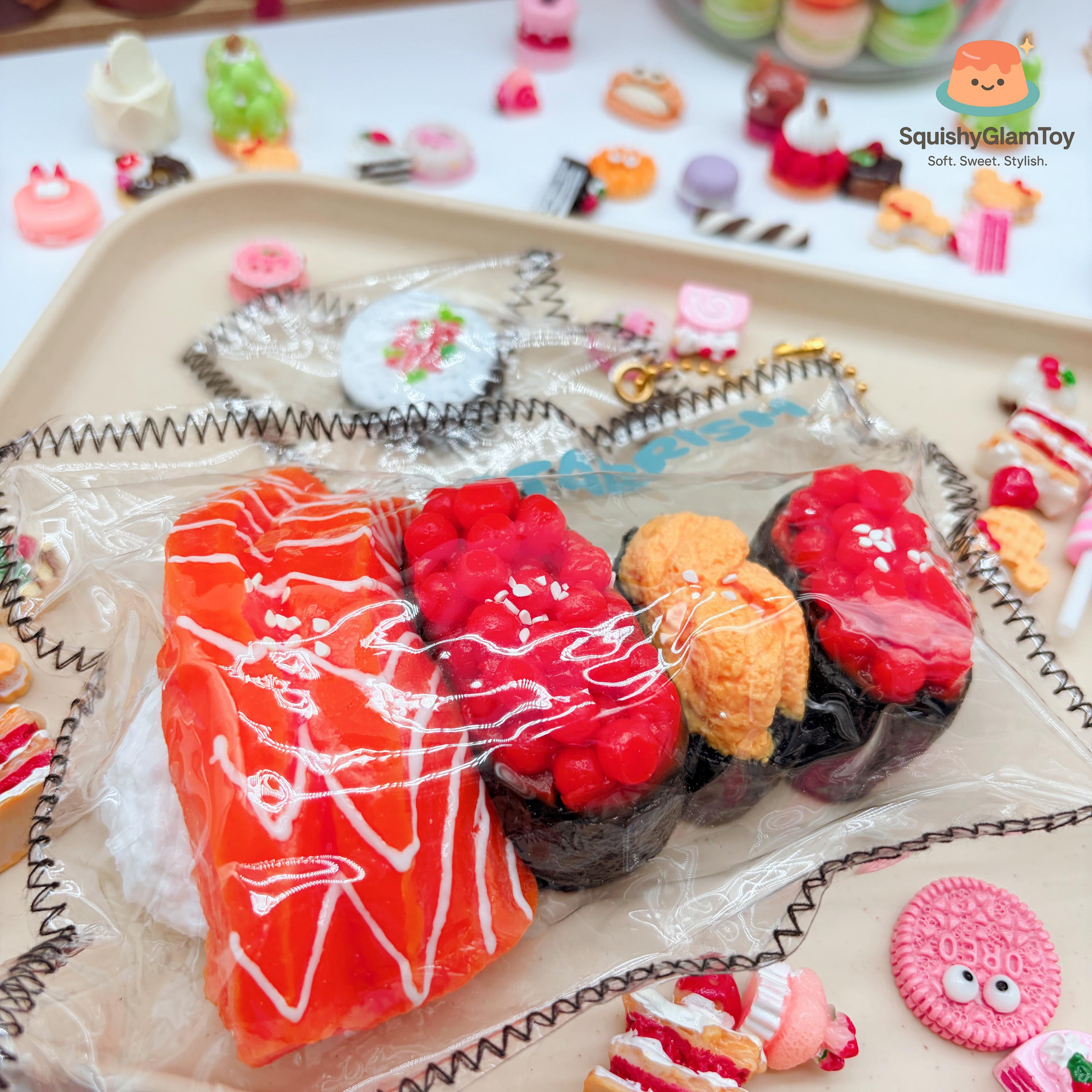 Kawaii zalm sushi knuffel | 13 cm