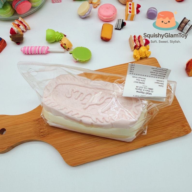 Jumbo Pink Custard Cream Biscuit Squishy | Slow Rising Kawaii Wafer ...