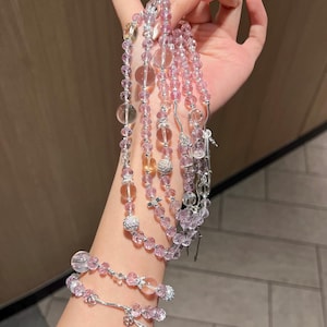 Ametist | Citrin | Klar kvarts dubbelt pärlarmband med tofs.