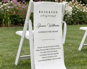 In liebevoller Erinnerung Hochzeit reservierter Stuhl Zeichen, rustikales Erinnerungsbanner, Zeremonie Dekor