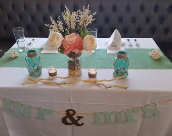 Blue Burlap Table Runner Dusty Blue Home Decor Light Blue Etsy