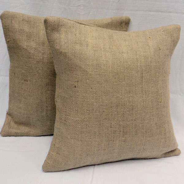 2 Fully Lined 26" Burlap Euro Covers Burlap Pillow Burlap Pillow Shams