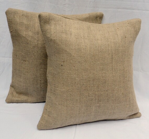 Burlap Pillows Set Of 2 18 X 18 Burlap Throw Etsy