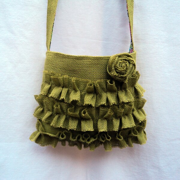 Crossbody Purse Burlap Sling Bag Burlap Purse Avocado Green