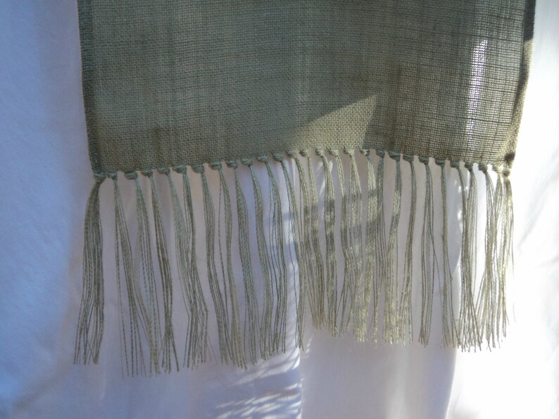 Sage Green Burlap Table Runner with Fringe Etsy