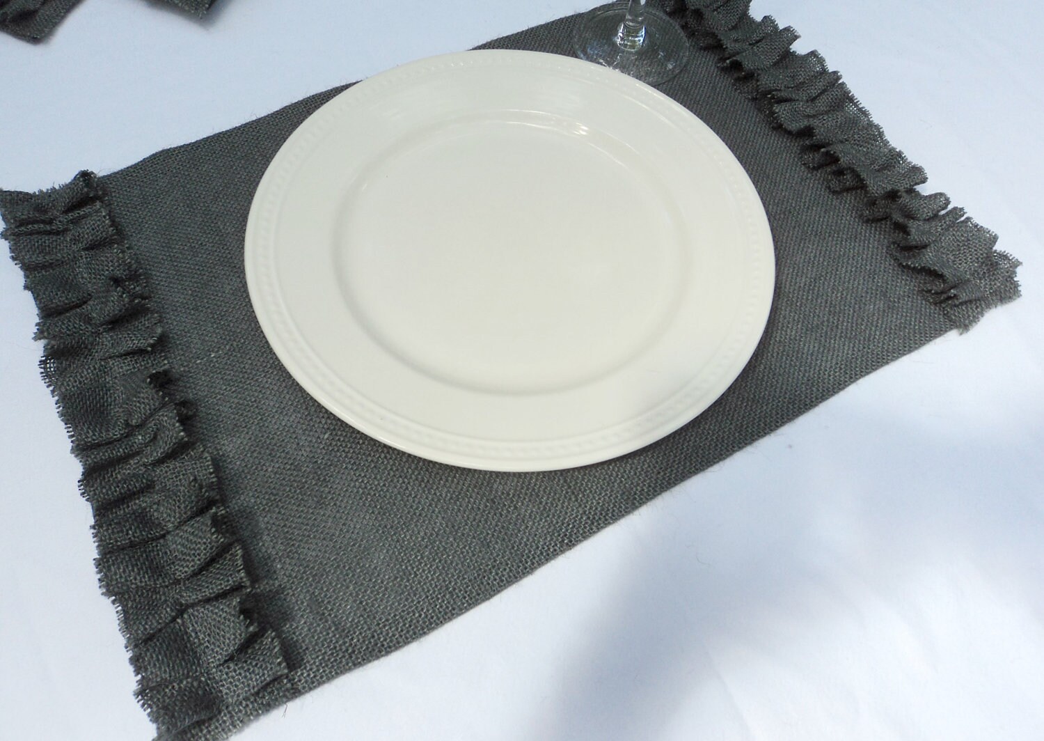 Gray Placemats Burlap Placemats Gray Table Settings Placemats Etsy
