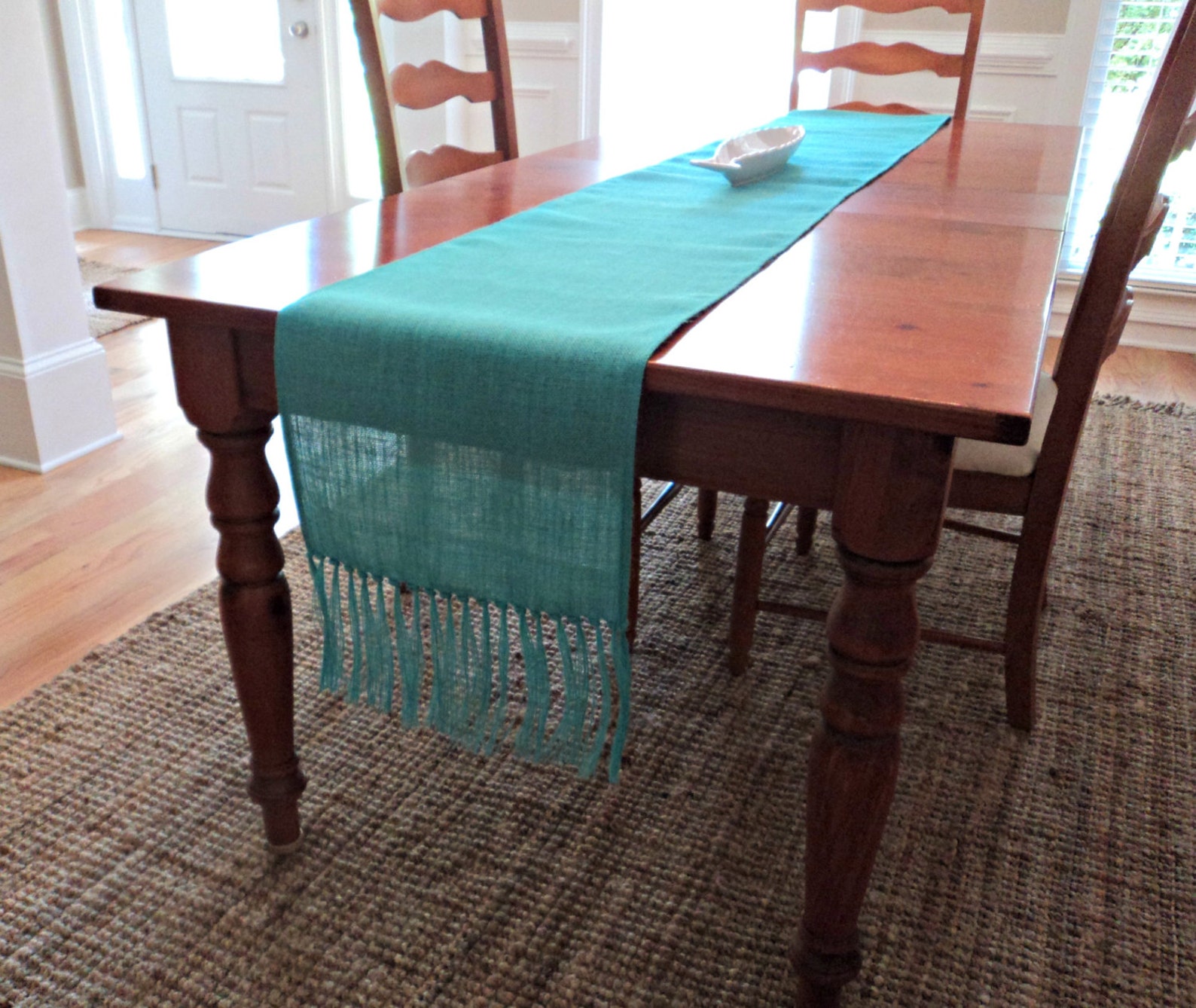 Narrow Burlap Table Runner with Fringe Table Runner for Etsy