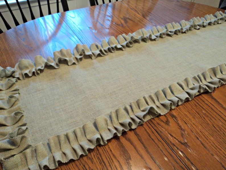 Sage Green Burlap Table Runner Shabby Chic Home Decor Pick Etsy