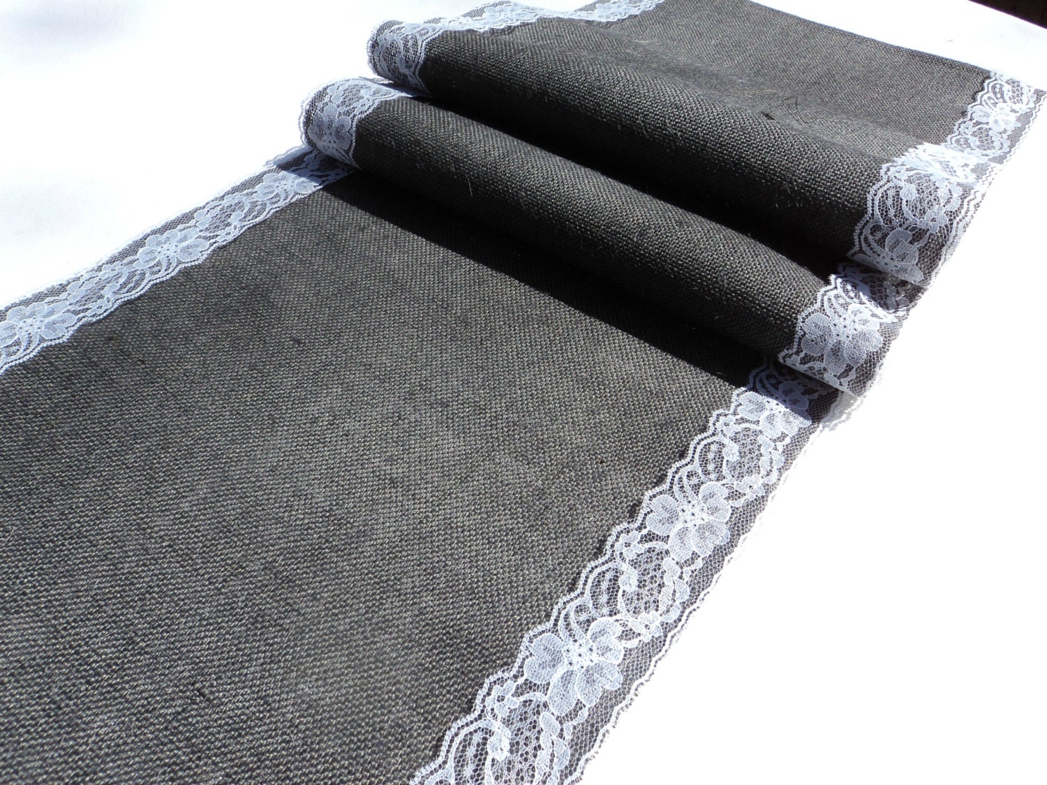 Burlap and Lace Table Runner Dusty Blue Burlap Table Runner Etsy