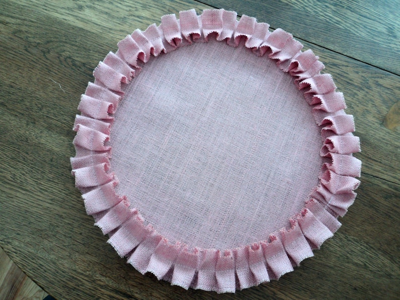 Round Burlap Placemats Pink Placemats Shabby Chic Decor Baby Etsy