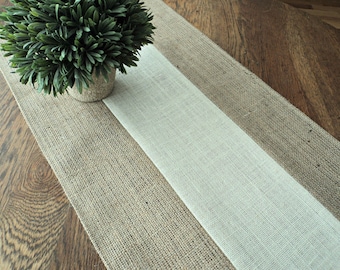 Burlap Table Runner Modern Table Runner Handcrafted Textured Table Runner Wedding Table Runner Bridal Shower Decorations Neutral Home Decor