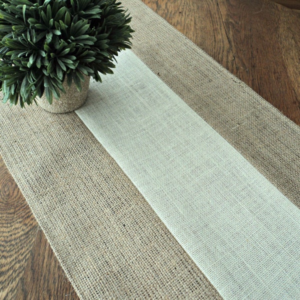 Burlap Table Runner Modern Table Runner Handcrafted Textured Table Runner Wedding Table Runner Bridal Shower Decorations Neutral Home Decor