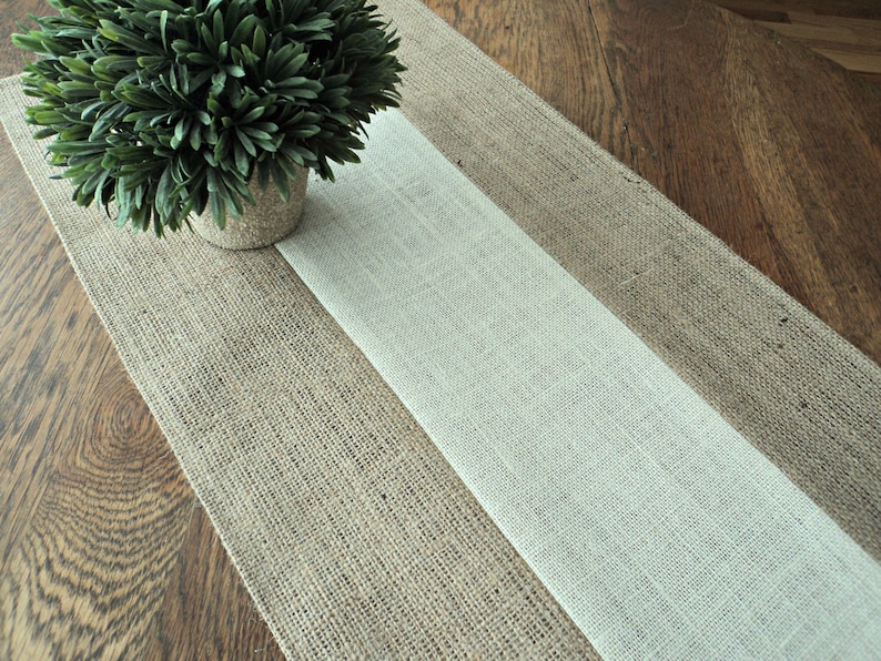 Burlap Table Runner Modern Table Runner Handcrafted Textured Table Runner Wedding Table Runner Bridal Shower Decorations Neutral Home Decor