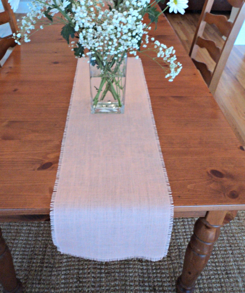 Peach Burlap Table Runners Blush Peach Wedding Decor Baby Etsy