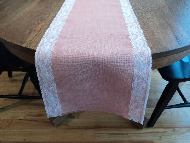 Blush Pink Burlap and Lace Table Runner Baby Girl Shower Etsy
