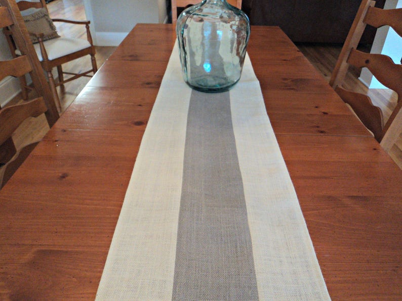 Gray and Cream Table Runner Burlap Table Runner Gray Home Etsy