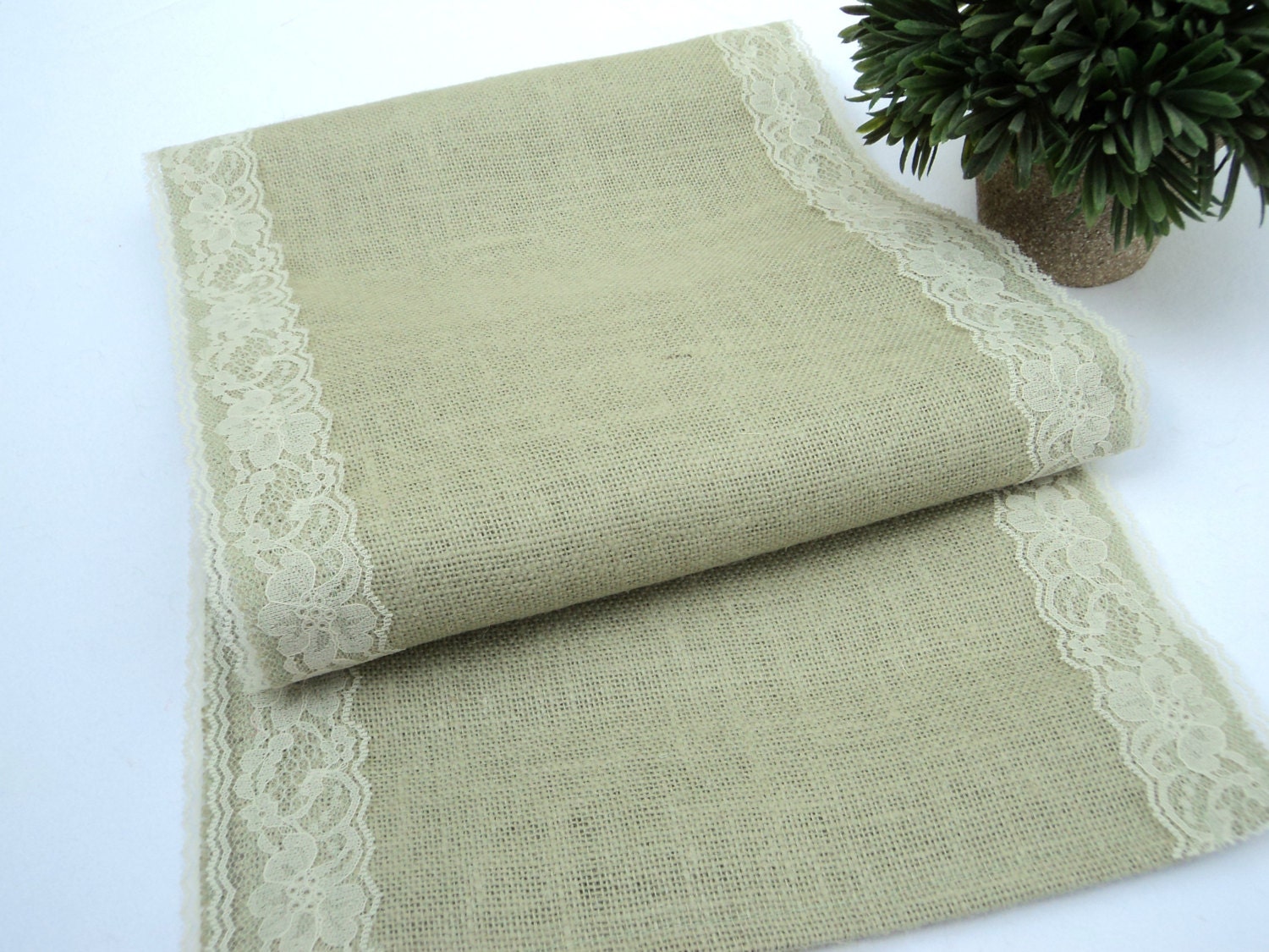 Burlap and Lace Table Runner Dusty Blue Burlap Table Runner Etsy