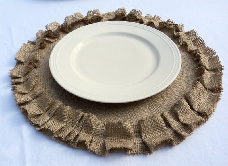Burlap Placemats Round Burlap Placemats with Ruffles Rustic Etsy