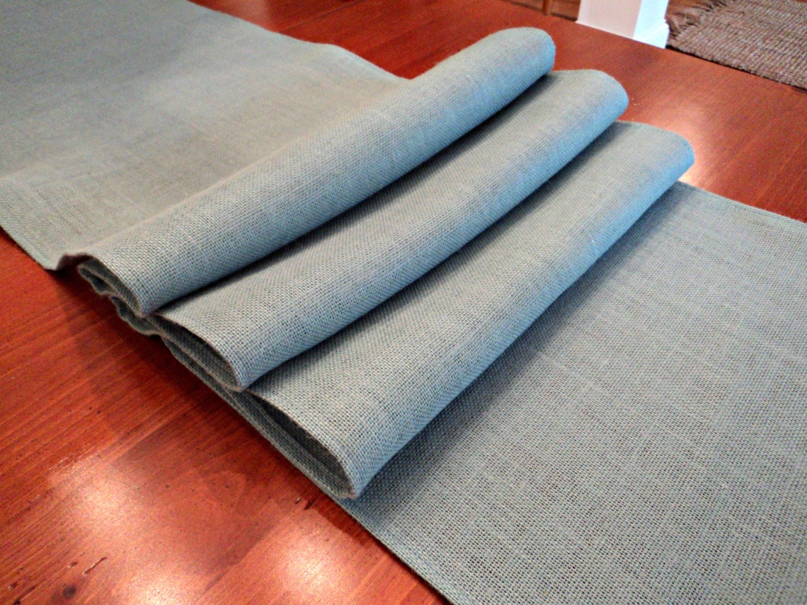 Blue Burlap Table Runner Dusty Blue Home Decor Light Blue Etsy