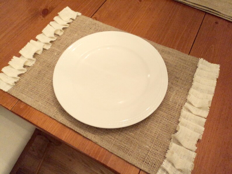 Burlap Placemats Natural Burlap Placemat with Ivory Ruffles Etsy