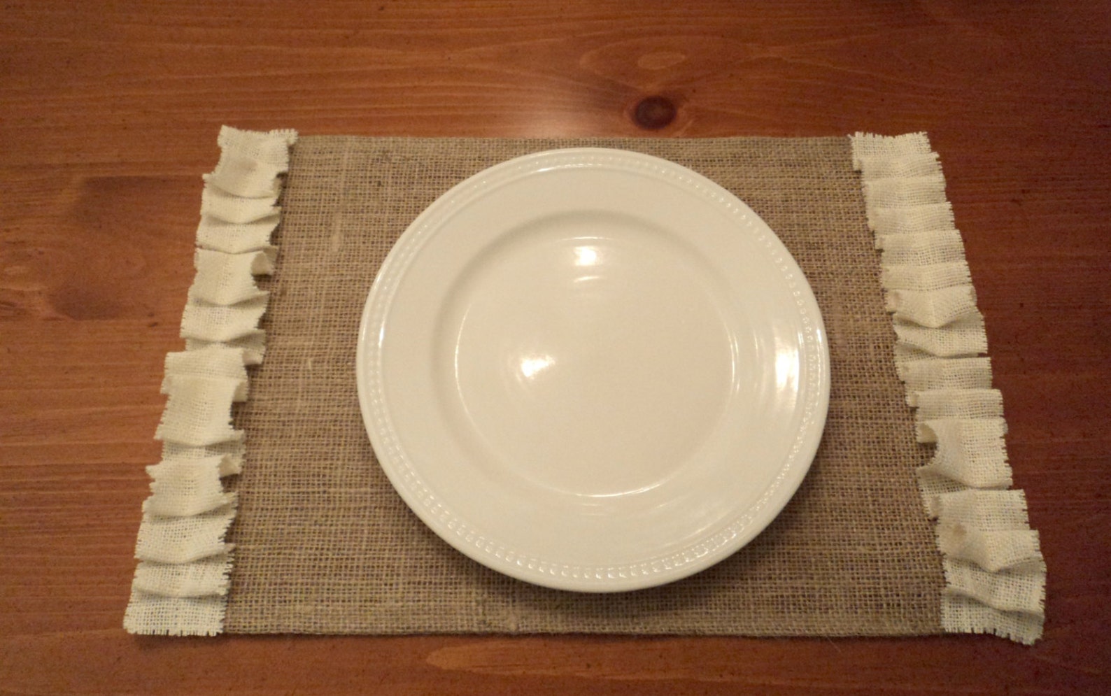 Burlap Placemats Natural Burlap Placemat with Ivory Ruffles Etsy