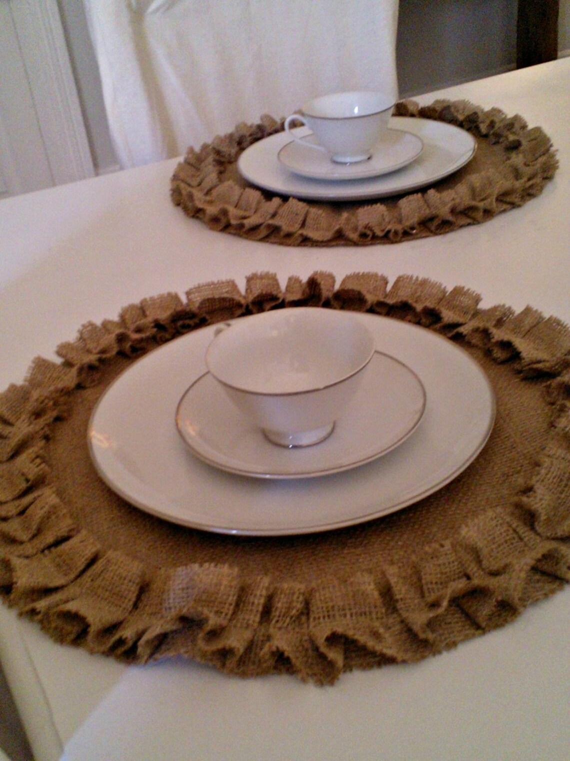 Burlap Placemats Round Burlap Placemats with Ruffles Rustic Etsy