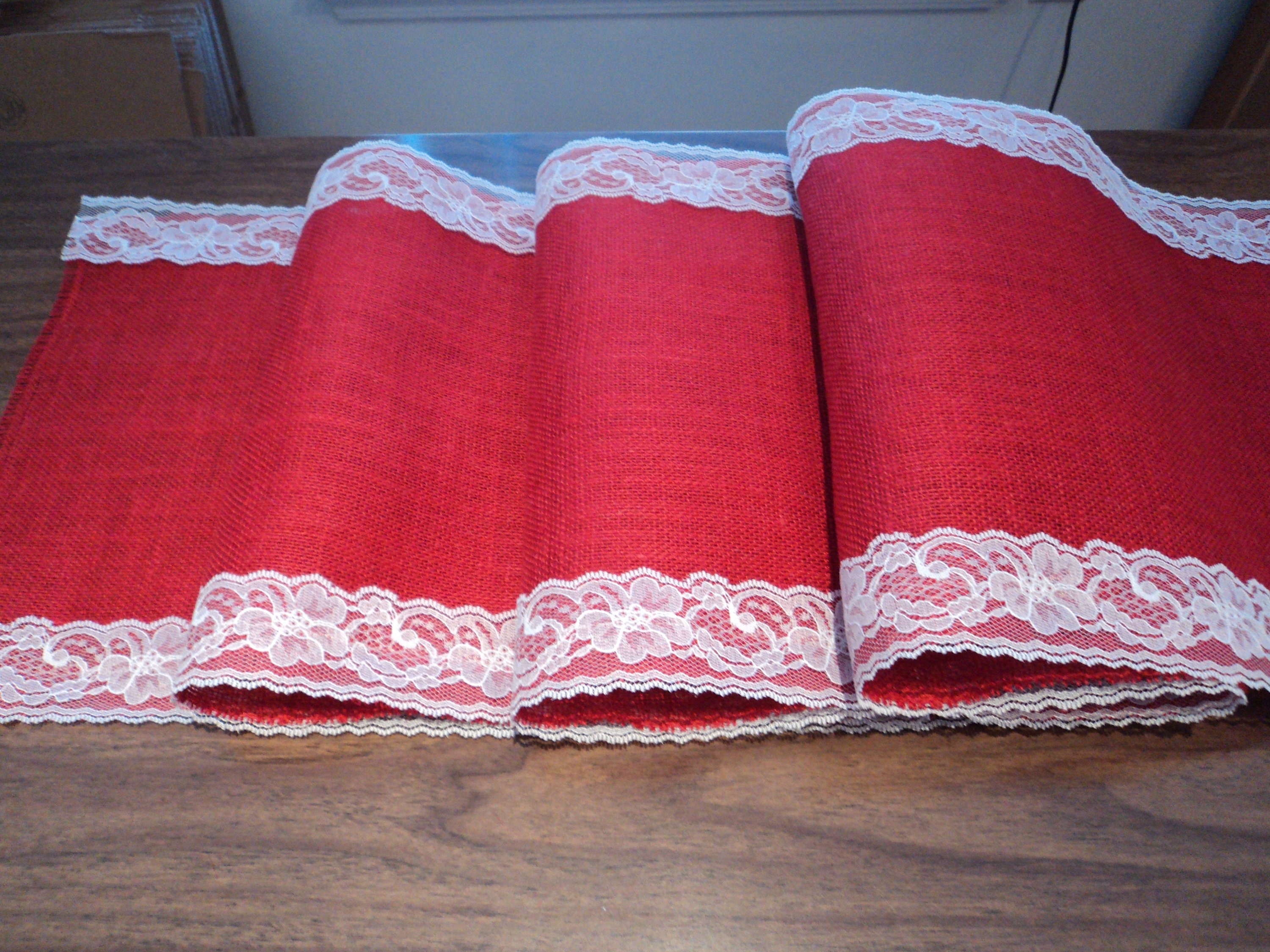 Burlap and Lace Table Runner Dusty Blue Burlap Table Runner Etsy