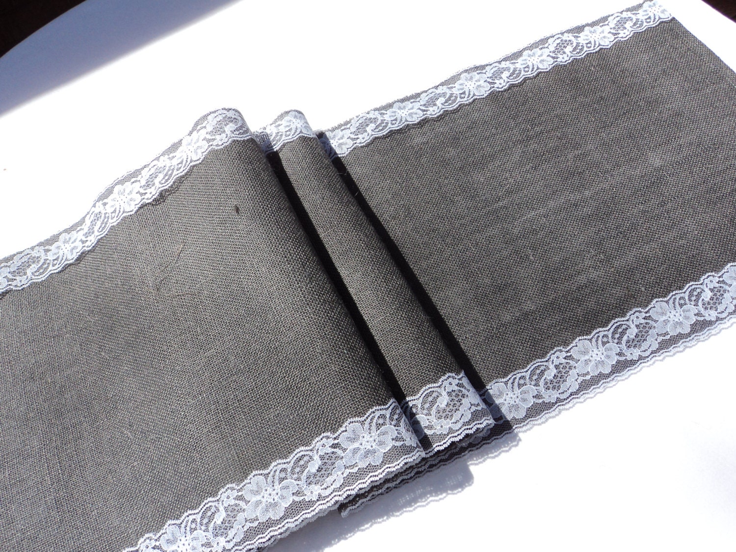 Burlap and Lace Table Runner Dusty Blue Burlap Table Runner Etsy