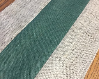 Green Burlap Table Runner: Modern Christmas Table Decor, Custom Size
