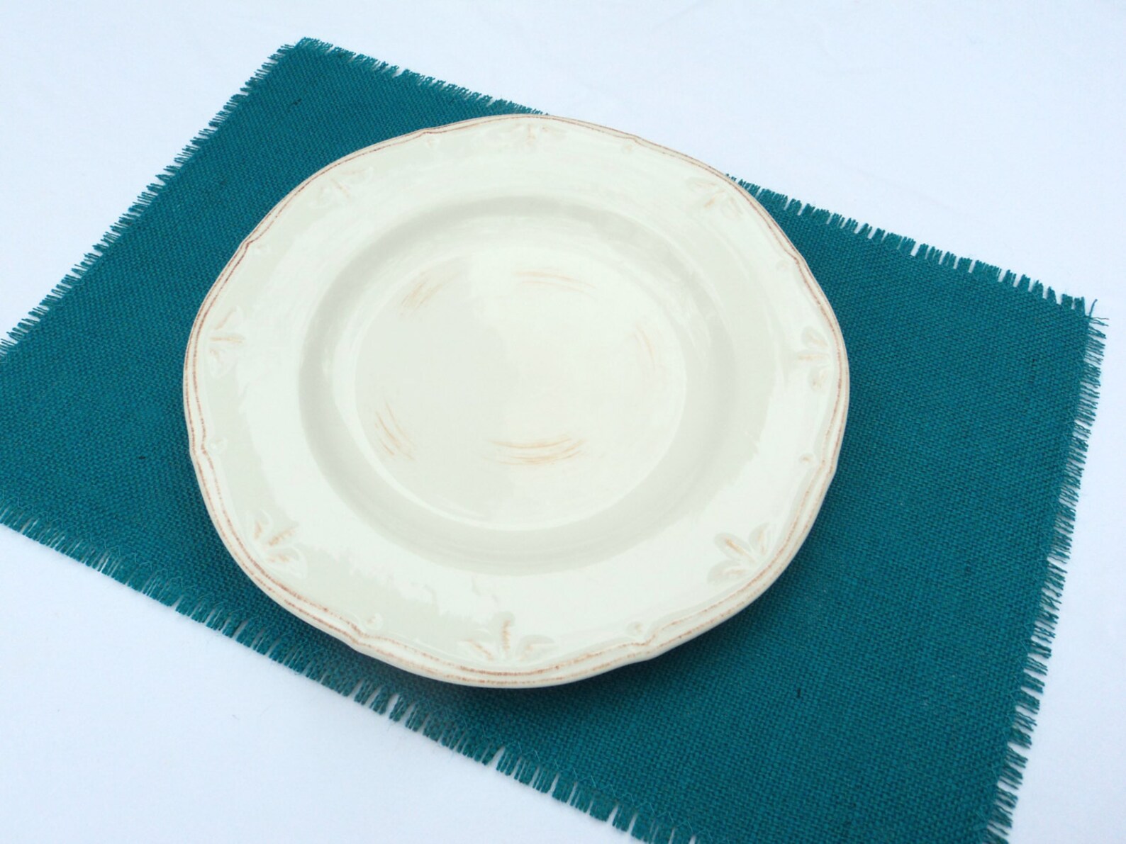 Turquoise Burlap Placemats Teal Placemats Beachy Home Decor Etsy