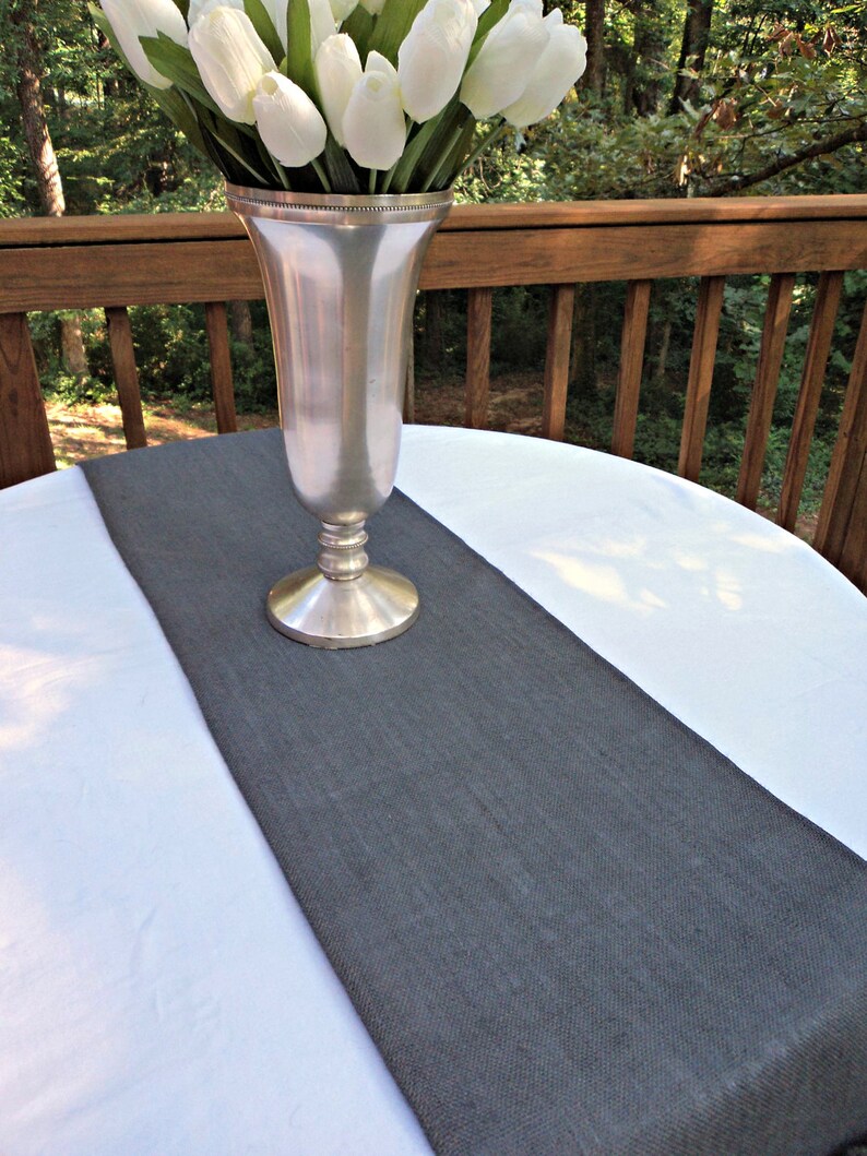 Gray Burlap Table Runner Select your Size Gray Home Decor Grey Etsy