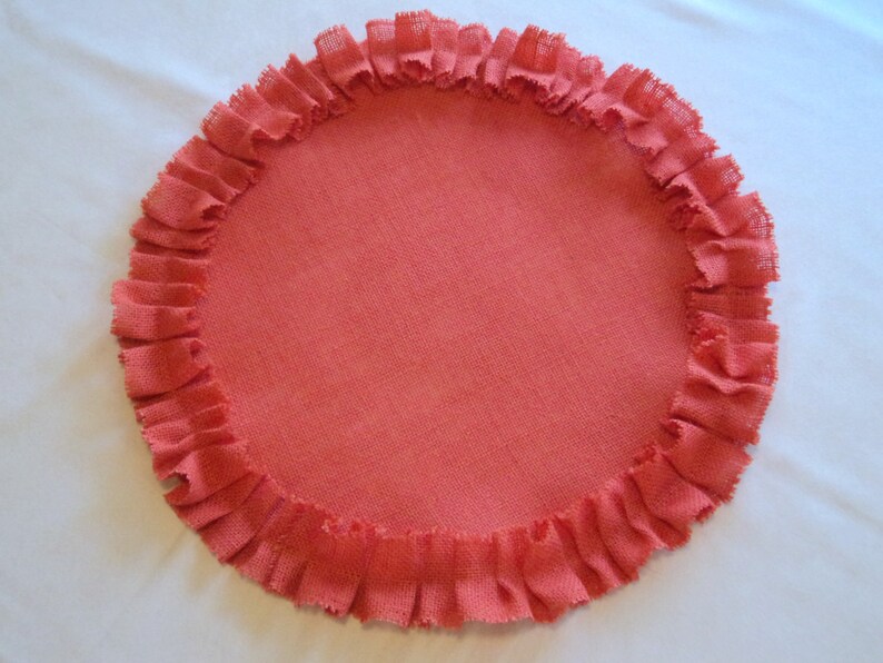 Round Burlap Placemats with Ruffles Pick Your Color Handmade Etsy