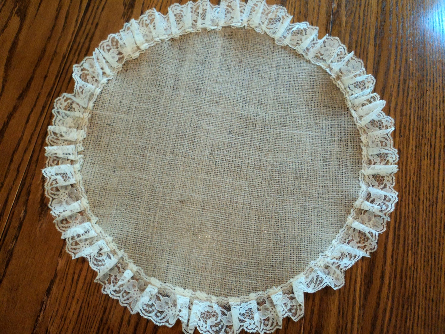 Burlap and Lace Table Centerpiece Burlap Placemat Round Table Etsy