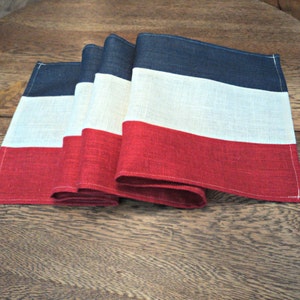 4th of July Table Runner Burlap Table Runner Red Off White and Blue Table Runner Patriotic Party Memorial Day Decor Handmade in the USA image 5