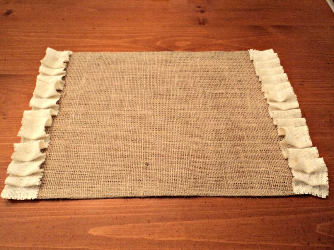 Burlap Placemats Natural Burlap Placemat with Ivory Ruffles Etsy